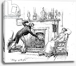 Постер Томсон Хью (грав) 'Piling up the fire', illustration to 'Pride & Prejudice' by Jane Austen, edition published in 1894