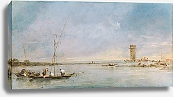 Постер Гварди Франческо (Francesco Guardi) Вид на венецианскую лагуну и башню Мальгера