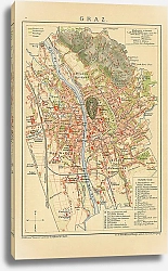 Постер Карта города Грац, Австрия, конец 19 в. 1