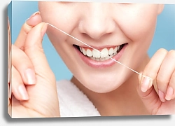 Постер Чистка зубов с помощью зубной нити