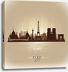 Постер Париж, Франция. Силуэт города