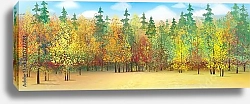 Постер Панорама с осенним лесом