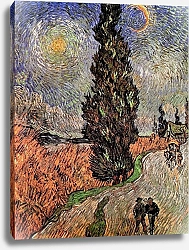 Постер Ван Гог Винсент (Vincent Van Gogh) Дорога с кипарисом и звездой