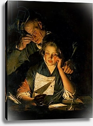 Постер Райт Джозеф A Girl reading a Letter, with an Old Man reading over her shoulder, c.1767-70