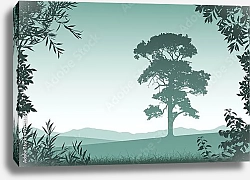 Постер Пейзаж с одиноким деревом