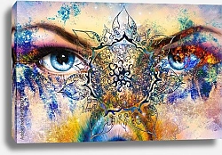 Постер Пара голубых женских глаз на абстрактном фоне