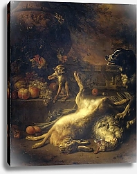 Постер Виникс Ян A Monkey and a Dog with Dead Game and Fruit