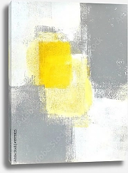 Постер Жёлто-серая абстракция с квадратами