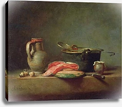 Постер Шарден Жан-Батист Copper Cauldron with a Pitcher and a Slice of Salmon