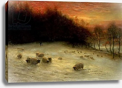 Постер Фаркарсон Джозеф Sheep in a Winter Landscape, Evening