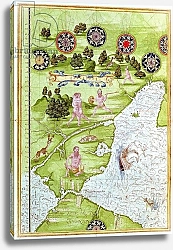 Постер Тестю Гульем (карты) Fol.40v Map of the Magellan Straits, from 'Cosmographie Universelle', 1555
