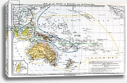 Постер Школа: Английская 19в. Map of the races of Oceania and Australasia, from 'The History of Mankind', 1896