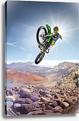 Постер Всадник-мотоциклист в прыжке