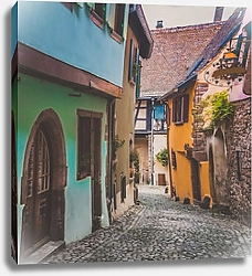 Постер Старая европейская мощёная улица