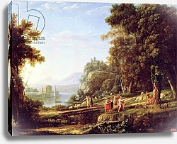 Постер Лоррен Клод (Claude Lorrain) Landscape with Apollo and Marsyas, 1639-40