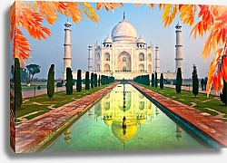 Постер Индия. Taj Mahal at sunrise, Agra, Uttar Pradesh