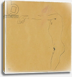 Постер Шиле Эгон (Egon Schiele) Male nude with arms raised to the left, 1909