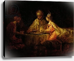 Постер Рембрандт (Rembrandt) Ahasuerus, Haman and Esther, c.1660