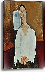Постер Модильяни Амедео (Amedeo Modigliani) Madame Zborowska with Clasped Hands, c.1917
