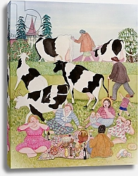 Постер Лоусон Джиллиан (совр) Picnic with Cows
