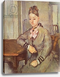 Постер Сезанн Поль (Paul Cezanne) Madame Cezanne Leaning on a Table, 1873-77