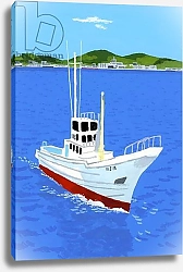 Постер Хируёки Исутзу (совр) Fishing boat and harbor