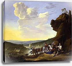 Постер Лингельбах Иоханнес Пейзаж с отдыхающими крестьянами