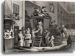 Постер Хогарт Вильям (последователи) Country Inn Yard, engraved by Timothy Engleheart from 'The Works of Hogarth', published 1833