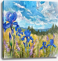 Постер Irises under the blue sky