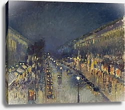 Постер Писсарро Камиль (Camille Pissarro) Бульвар Монмартр ночью