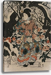 Постер Утагава Кунисада Woman Standing Beside a Plum Tree