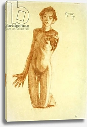 Постер Шиле Эгон (Egon Schiele) Young Man Kneeling, 1908