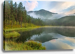 Постер Россия, Кавказ. Туман над горным озером №2