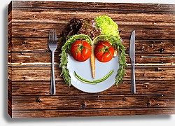 Постер Тарелка с овощным лицом