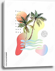 Постер Абстрактный мягкий градиент и пальмы