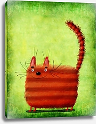 Постер Сикорский Андрей (совр) Красная квадратная кошка на зеленом фоне