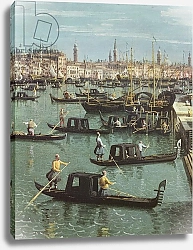 Постер Каналетто (Giovanni Antonio Canal) Gondoliers near the Entrance to the Grand Canal and the church of Santa Maria della Salute, Venice