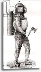 Постер Школа: Французская A 19th century American deep sea diving suit, from 'Les Merveilles de la Science', published c.1870