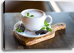 Постер Чашка кофе с мятой и шоколадом