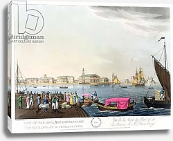 Постер Морнай (19в) View of the Neva, the Harbour and the Exchange at St. Petersburg, illustration for June from 'A Year in St. Petersburg' etched by John H. Clark, coloured by M. Dubourg, pub. 1815 in London by Edward Orme