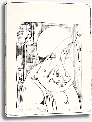 Постер Мескита Сэмюэль Fantasie; mannenkop met scheve muts, half over het rechteroog