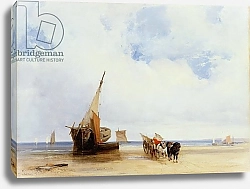 Постер Бонингтон Ричард Beached Vessels and a Wagon near Trouville, c.1825