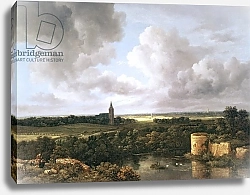 Постер Русдал Якоб Landscape with Ruined Castle and Church, c.1665-70