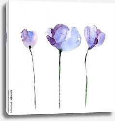 Постер Три лиловых цветка на тонких стебельках