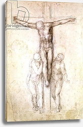 Постер Микеланджело (Michelangelo Buonarroti) Study of Christ on the Cross between the Virgin and St. John the Evangelist