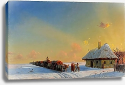 Постер Айвазовский Иван Зимний караван, пересекающий украинские степи