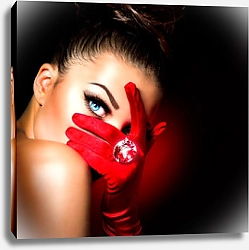 Постер Девушка в красных перчатках