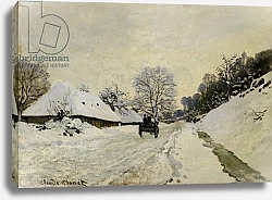Постер Моне Клод (Claude Monet) The Cart, or Road under Snow at Honfleur, 1865