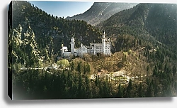 Постер Вид на замок Нойшванштайн в горах