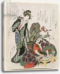 Постер Хокусай Кацушика Ichikawa Danjuro and Ichikawa Monnosuke as Jagekiyo and Iwai Kumesaburo, 1824